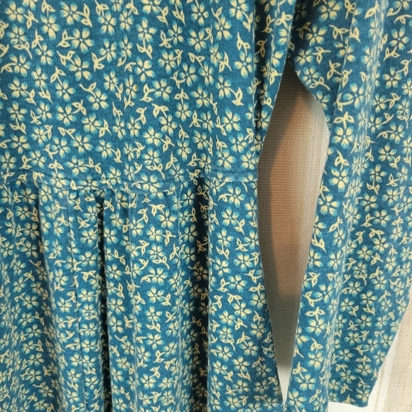 Vintage L.L. Bean Floral Midi Dress Long‎ Sleeves Blue Green Size Extra Large XL - Picture 12 of 13
